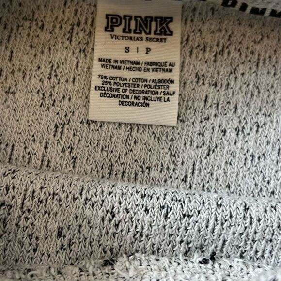 PINK LOVE PINK Graphic Grey Terry Cloth Long Fit Pullover Pullover Sweater S - Picture 7 of 7